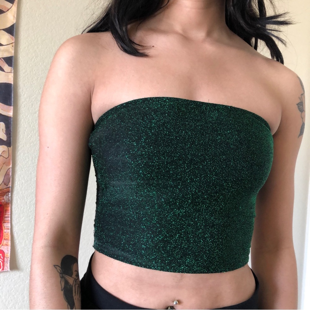 Pacsun Green Sparkly Tube Top